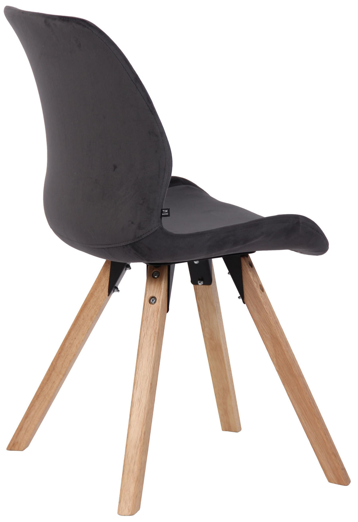 STUHL Samt dunkelgrau - Eukalyptusholzfarben/Dunkelgrau, Holz/Textil (49/87.5/58cm) - CLP
