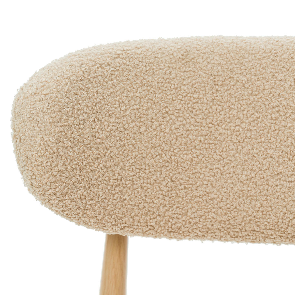 STUHL ALMO gepolstert Beine in Holzoptik - dunkelbeige - Boucle - Champagner/Eichefarben, Textil/Metall (47/77/54cm) - NEW HOME