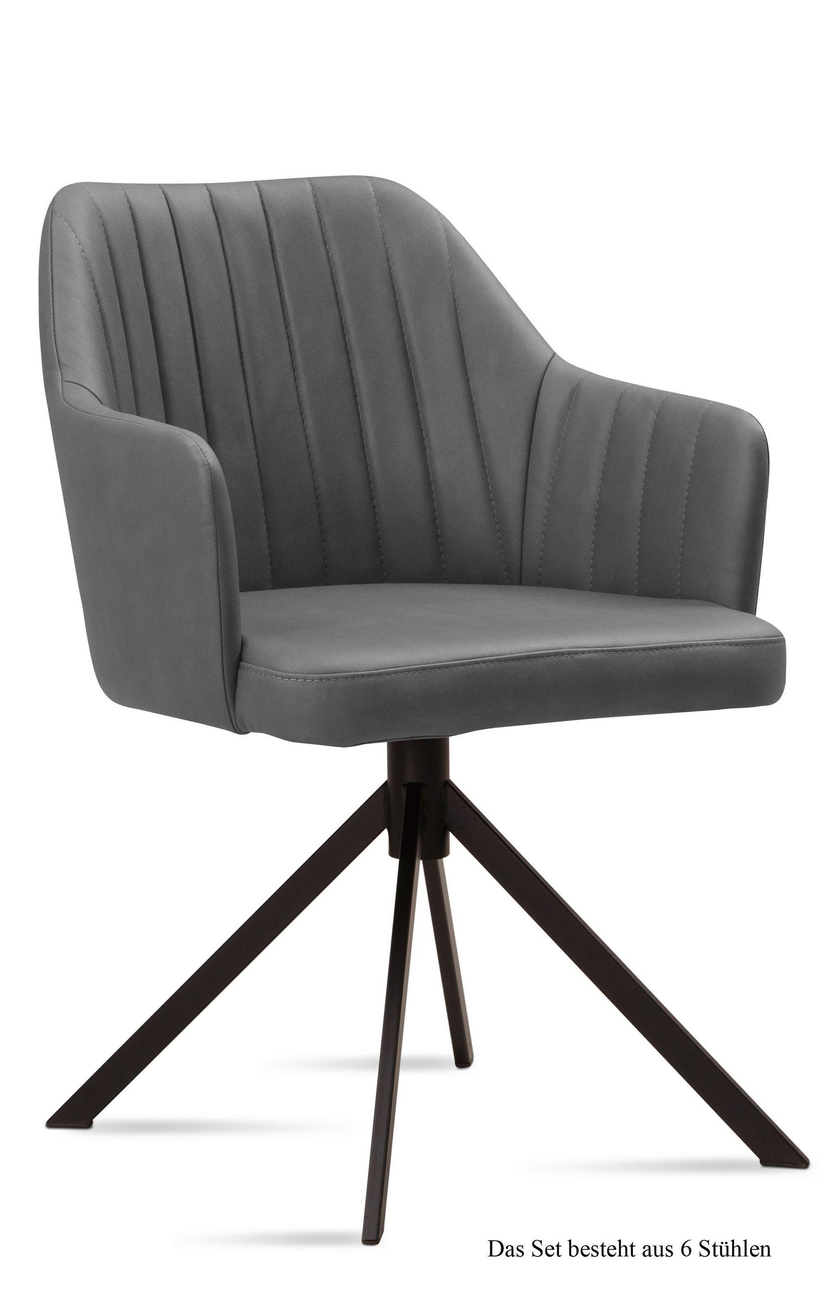 ARMLEHNSTUHL (6er-Set) Durva 58x81x60 Schwarz/Grau - Schwarz/Grau, Kunststoff (60/81/58cm) - 58aufmkessel