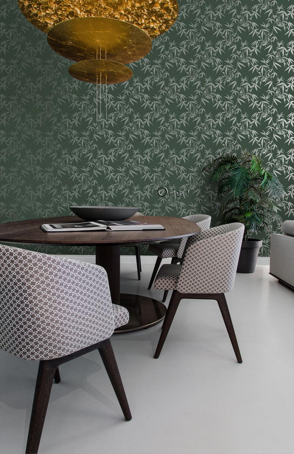 TAPETE Bambusblätter 53 cm x 10.05 m - Grün, Papier (53/1000cm) - Origin Wallcoverings