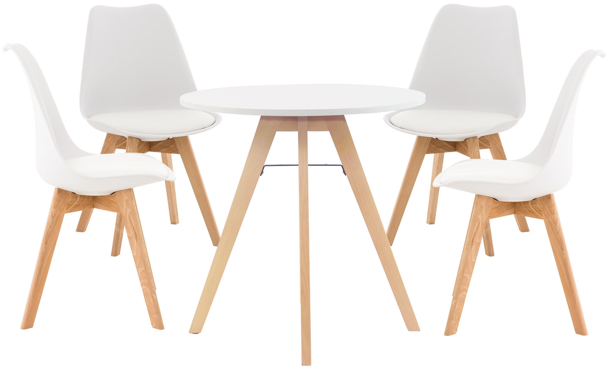 TISCHGRUPPE Holz Weiß (5-teilig) - Weiß, Holz (125/83/125cm) - CLP