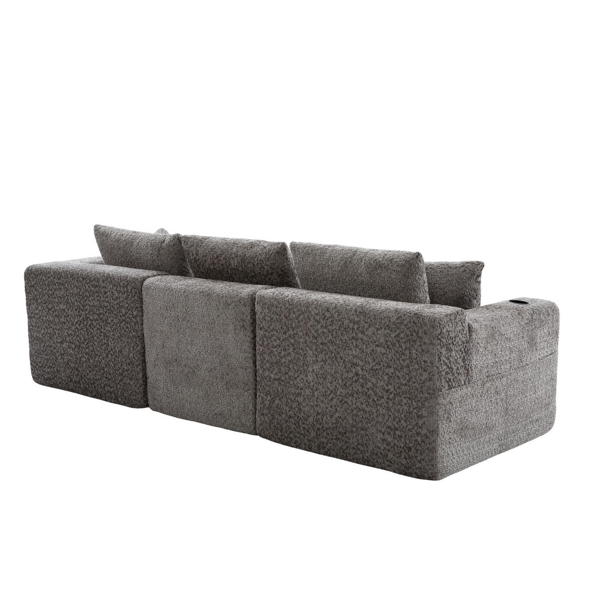 ECKSOFA Modulares L-Form Chenille mit Getränkehalter & Memory-Schaum 261cm - Dunkelgrau, Textil (261/165cm) - Urban Meuble