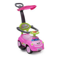 RUTSCHFAHRZEUG SMILE 3 in 1 rosa Schubstange, Sonnendach, Fußstützen, Sicherheitsbügel - Pink/Rosa, Kunststoff (57/51/32cm) - Moni