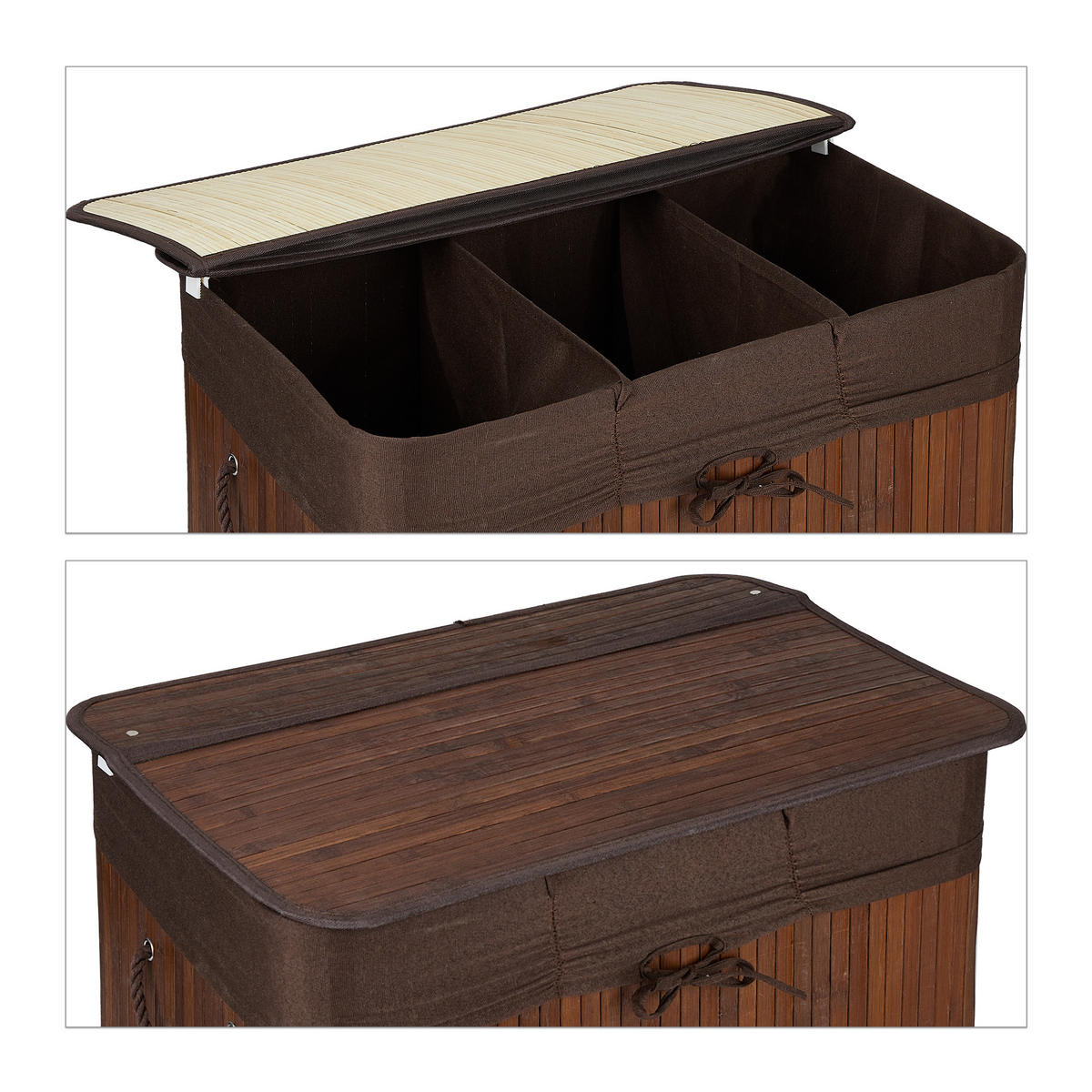 WÄSCHEKORB - Braun, Holz/Wellpappe (62.5/62/42.5cm) - Relaxdays