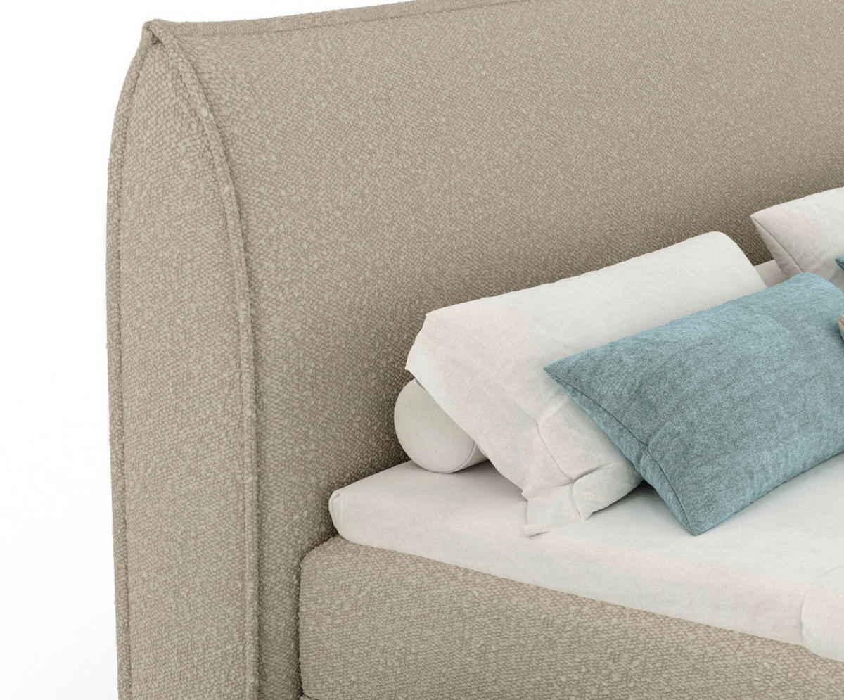 BOXBETT 200/200 cm Corvus, in Beige, Matratze, Topper, Bettkasten, H4 = sehr fest - Beige/Schwarz, Holz/Holzwerkstoff (200/200cm) - Maison de Reve