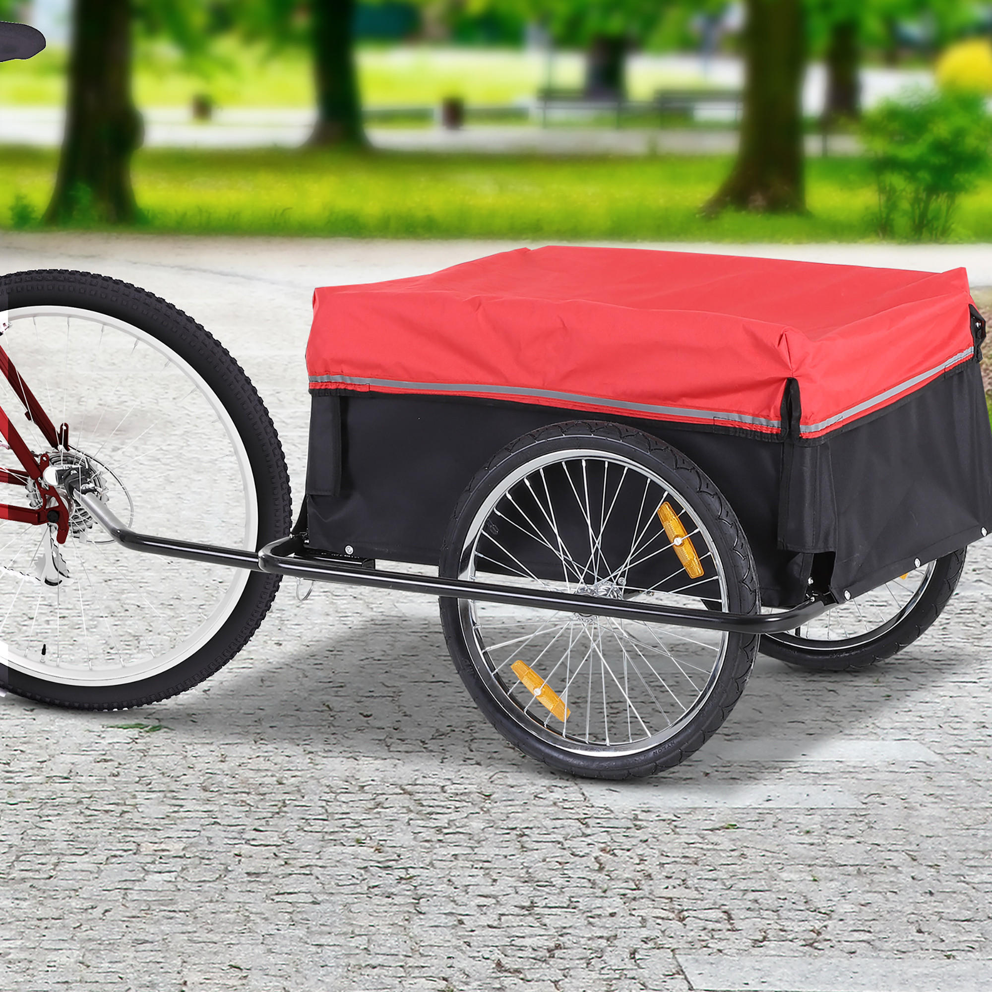 LASTENANHÄNGER, Stahlrohr, Rot/Schwarz, 140L x 88B x 60H cm - Schwarz, Metall (88/60/140cm) - HOMCOM