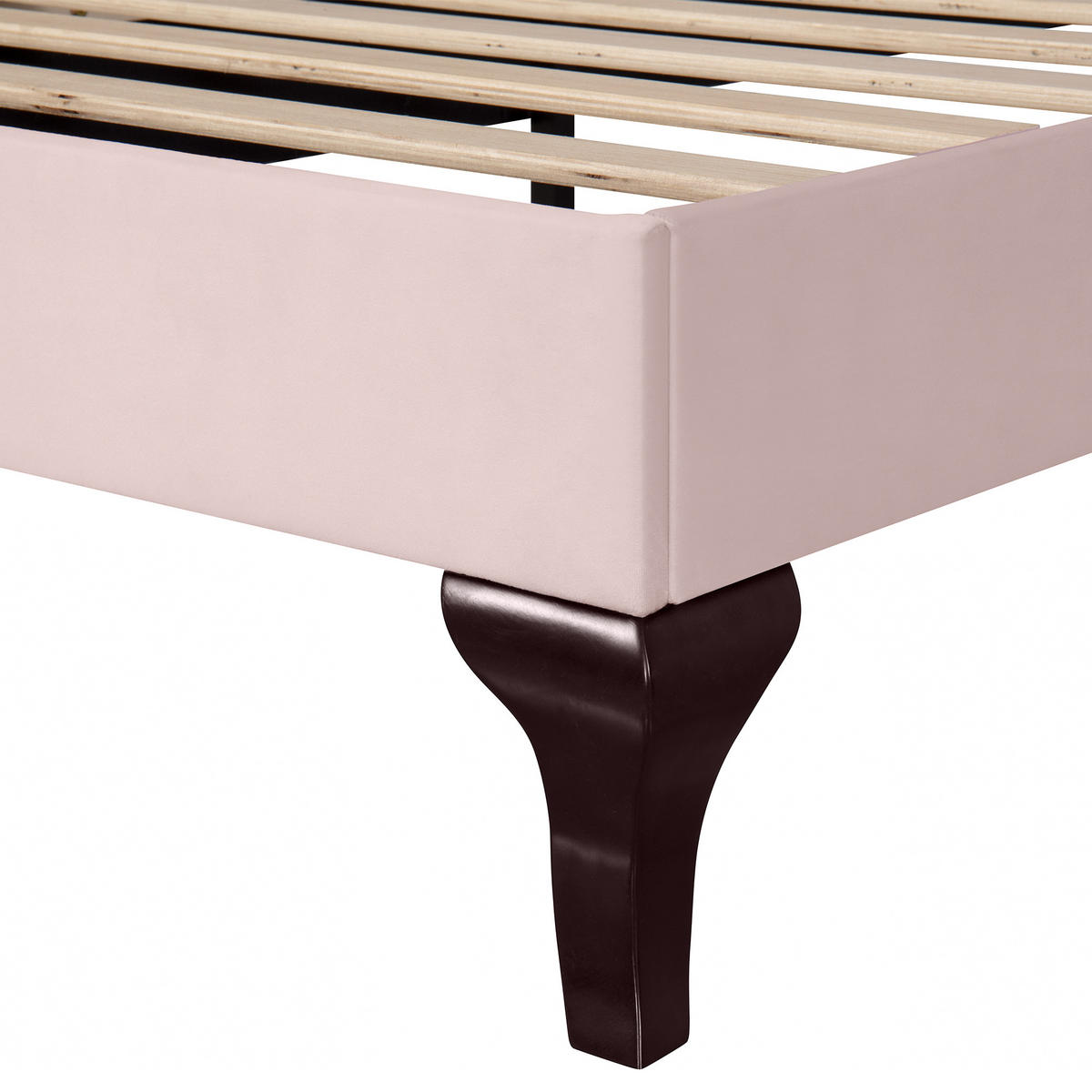 POLSTERBETT aus Samt 90x200 cm in Rosa mit höhenverstellbarem Kopfteil & Lattenrost - Rosa, Textil (90/200cm) - Modfu