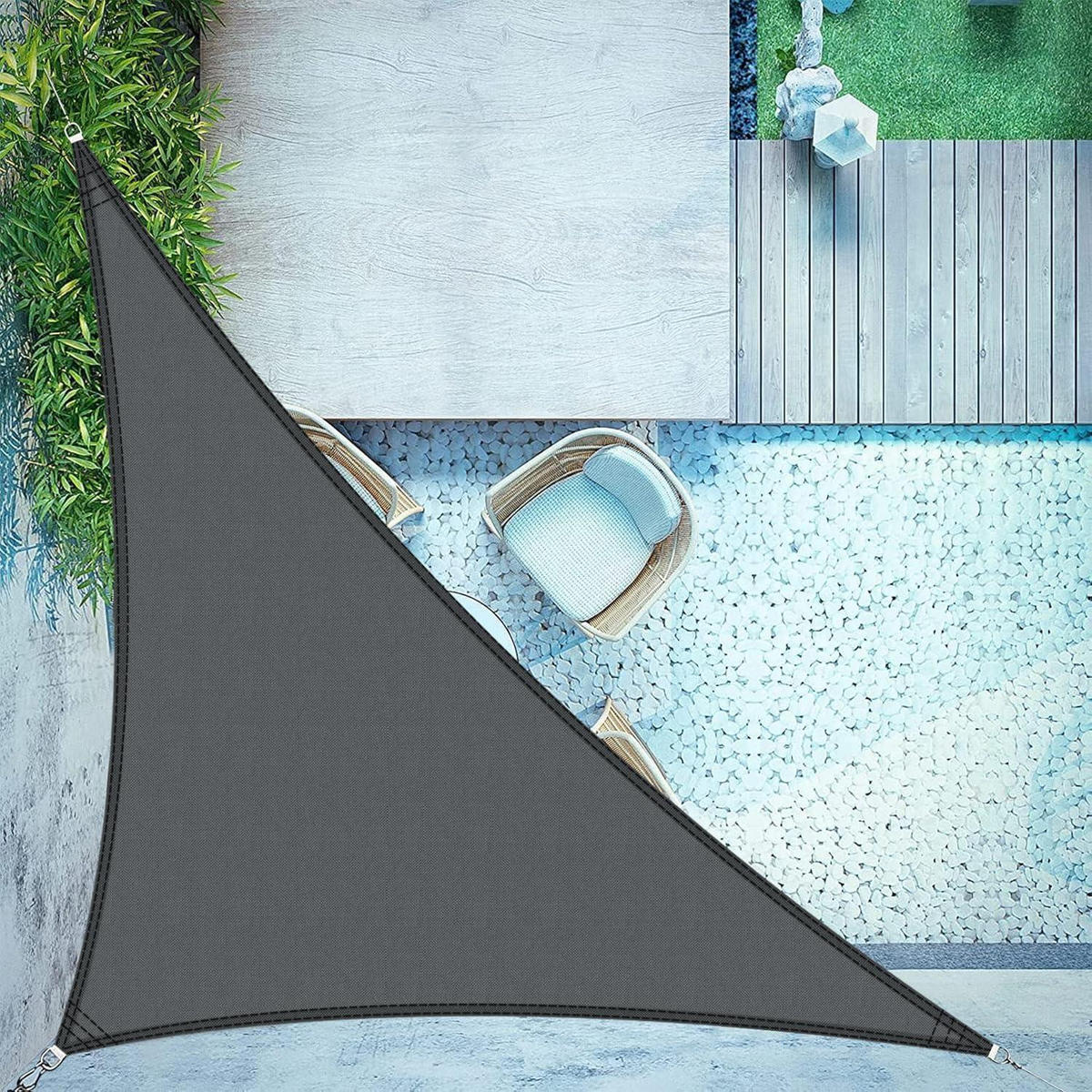 SONNENSEGEL Dreieckig 300 x 300 x 425 cm Wasserdicht Anthrazit - Anthrazit, Textil (26/34cm)