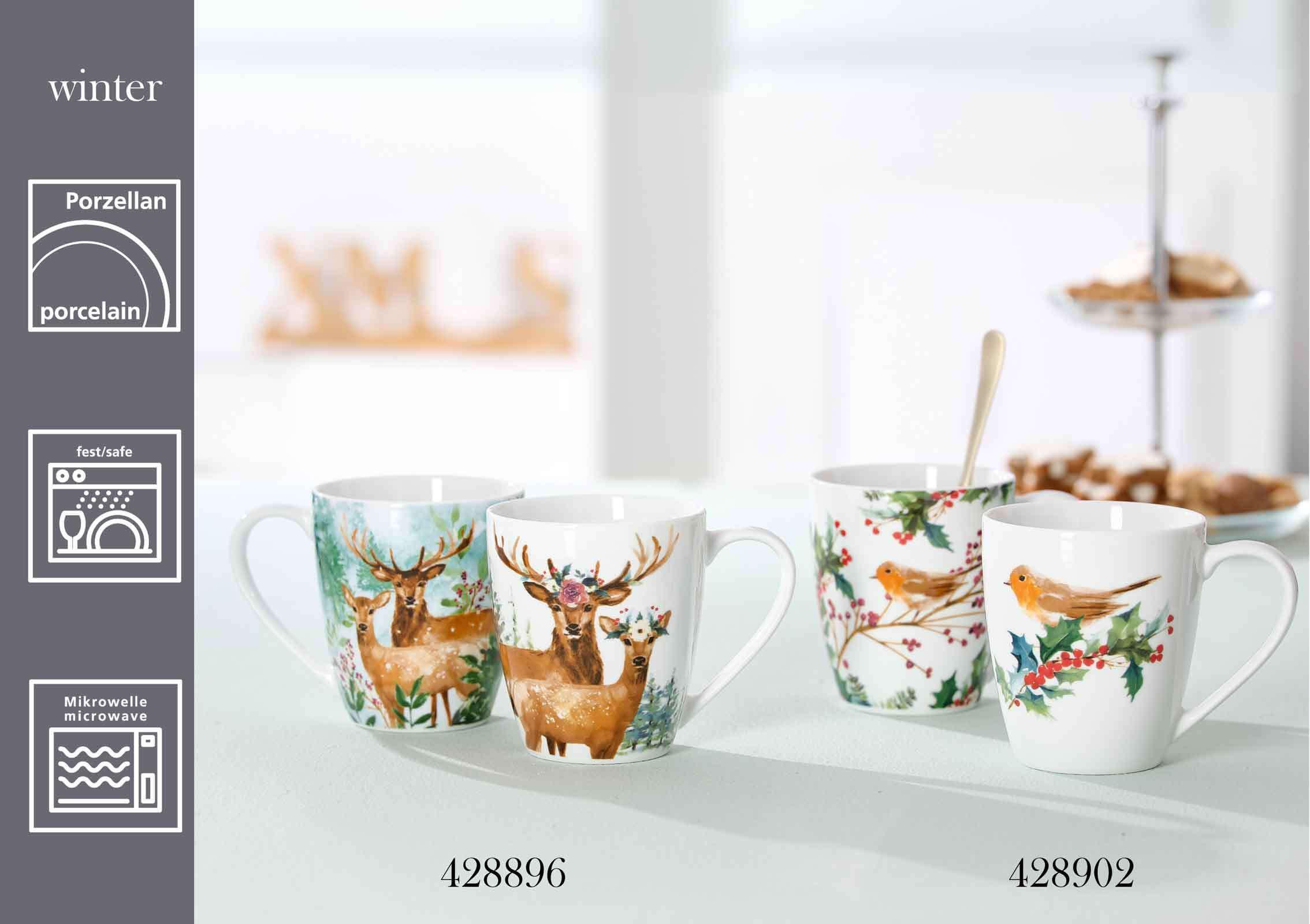 HENKELBECHER Winter Forrest bunt 360 ml 6er Set - Multicolor, Keramik (0.36L) - Ritzenhoff Breker