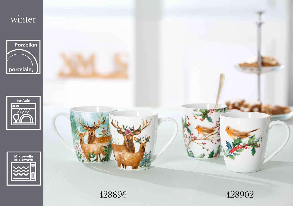 HENKELBECHER Winter Forrest bunt 360 ml 6er Set - Multicolor, Keramik (0.36L) - Ritzenhoff Breker