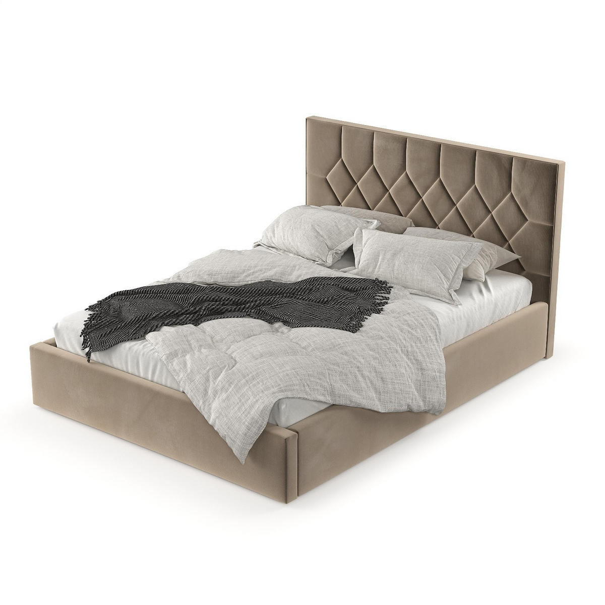 POLSTERBETT Brisa 160/200 cm Taupe im Paros Stoff - Taupe/Schwarz, Holz/Holzwerkstoff (160/200cm) - AltaBeds