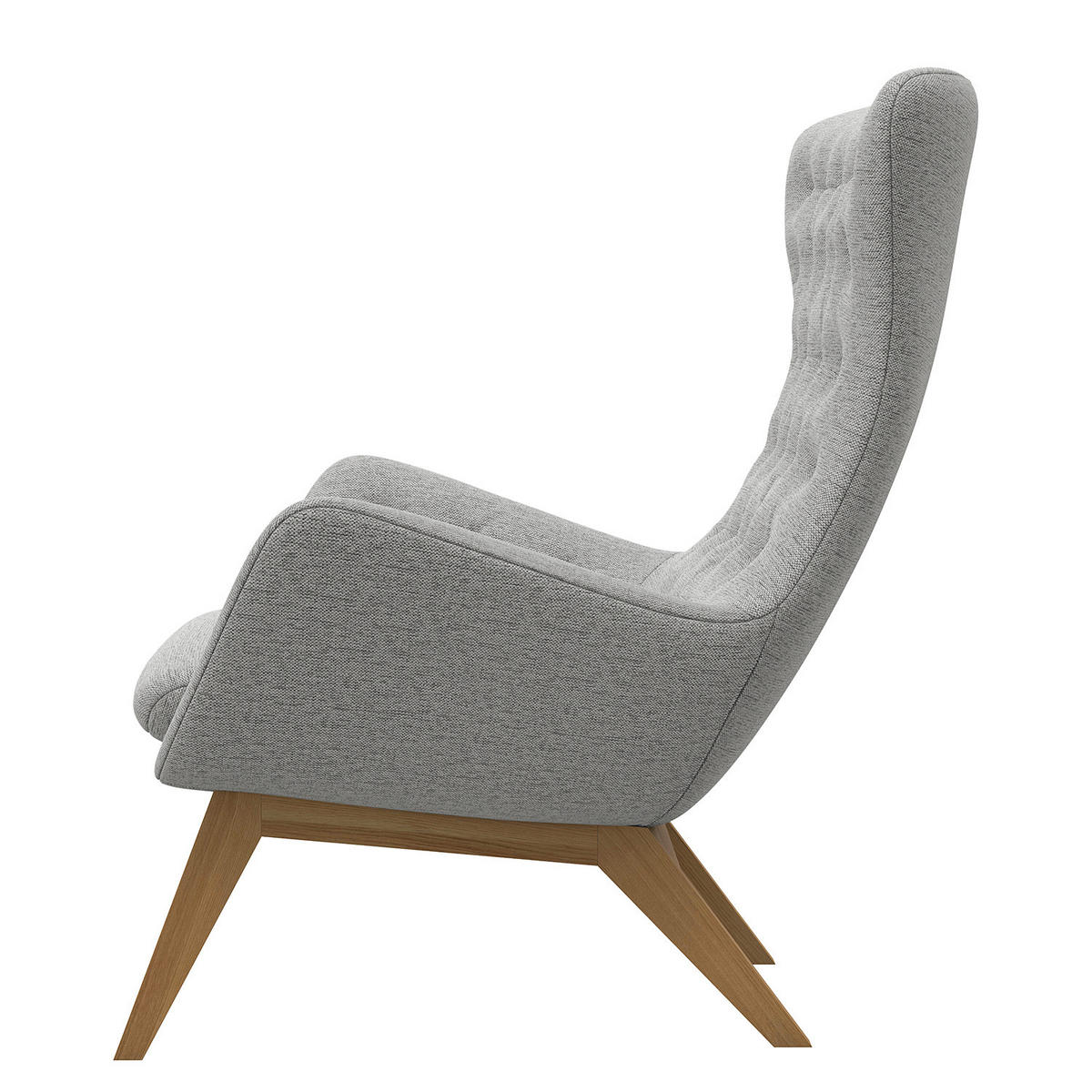 SESSEL - Webstoff - Eichefarben/Hellgrau, Eichenholz/Holz (85/101/93cm) - home24