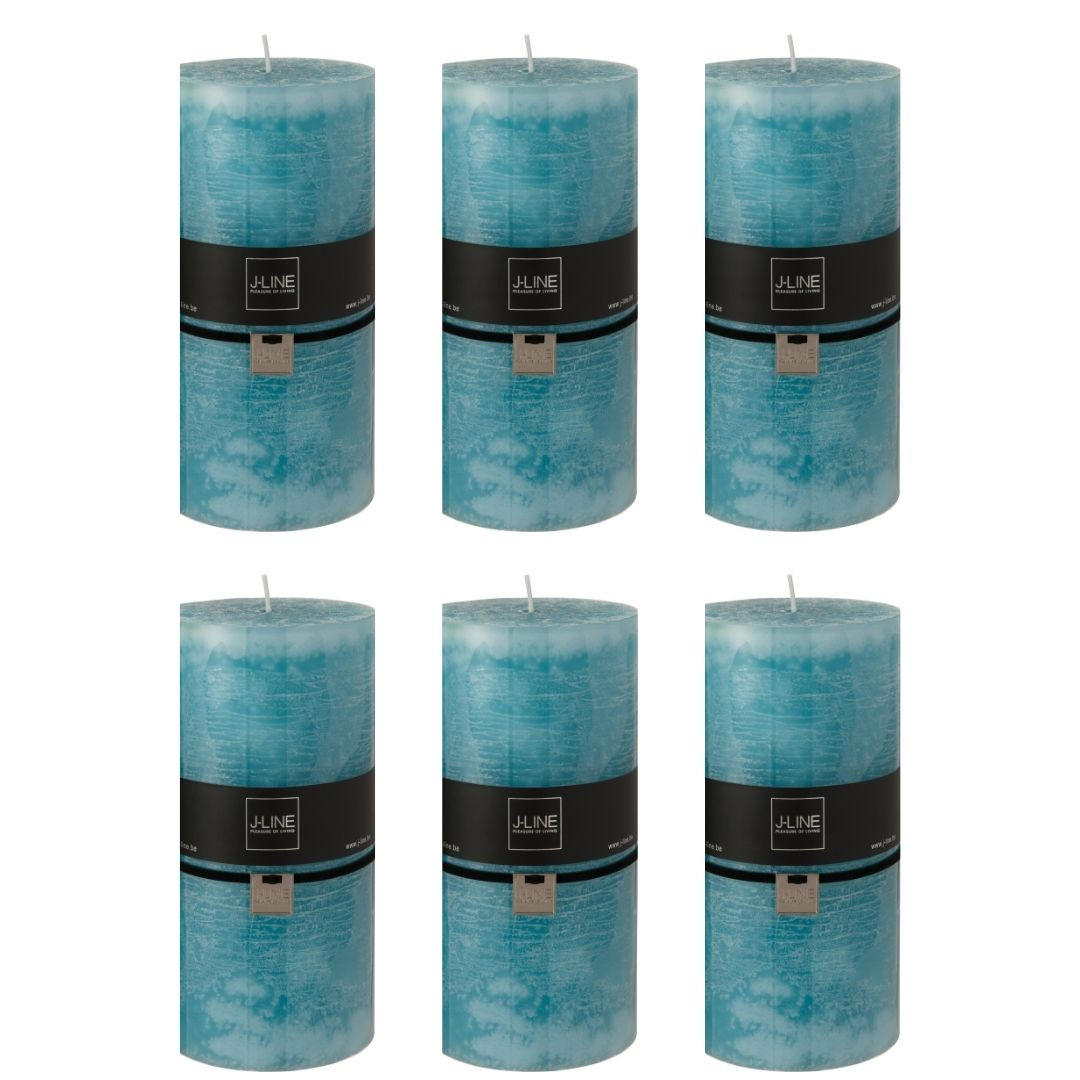 DUFTKERZE ZART - Blau - XXL - 150 Std. - 6er set - Blau, Paraffin (10/20cm) - J-Line