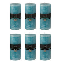 DUFTKERZE ZART - Blau - XXL - 150 Std. - 6er set - Blau, Paraffin (10/20cm) - J-Line