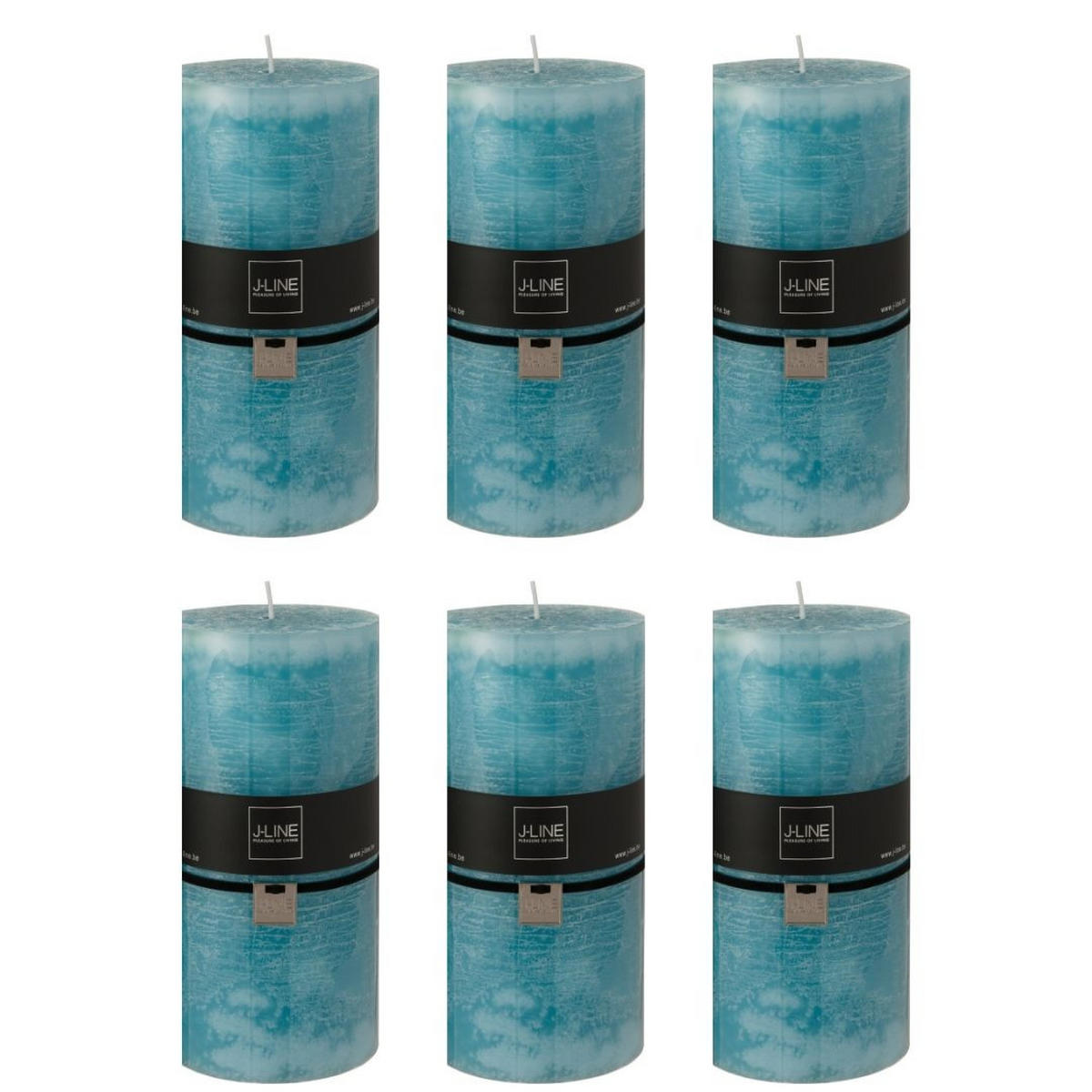 DUFTKERZE ZART - Blau - XXL - 150 Std. - 6er set - Blau, Paraffin (10/20cm) - J-Line