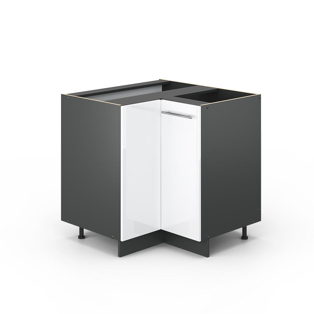 ECKUNTERSCHRANK Fame-Line Weiß Hochglanz 80.5 cm ohne AP - Weiß Hochglanz/Anthrazit, Holzwerkstoff (80.5/82/51.6cm) - Vicco