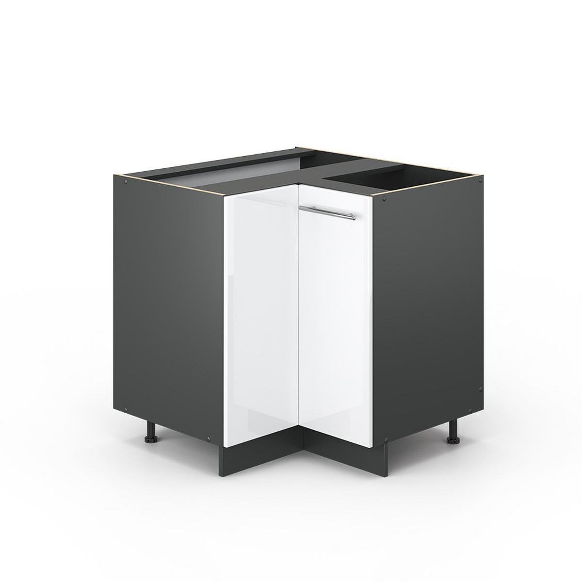 ECKUNTERSCHRANK Fame-Line Weiß Hochglanz 80.5 cm ohne AP - Weiß Hochglanz/Anthrazit, Holzwerkstoff (80.5/82/51.6cm) - Vicco