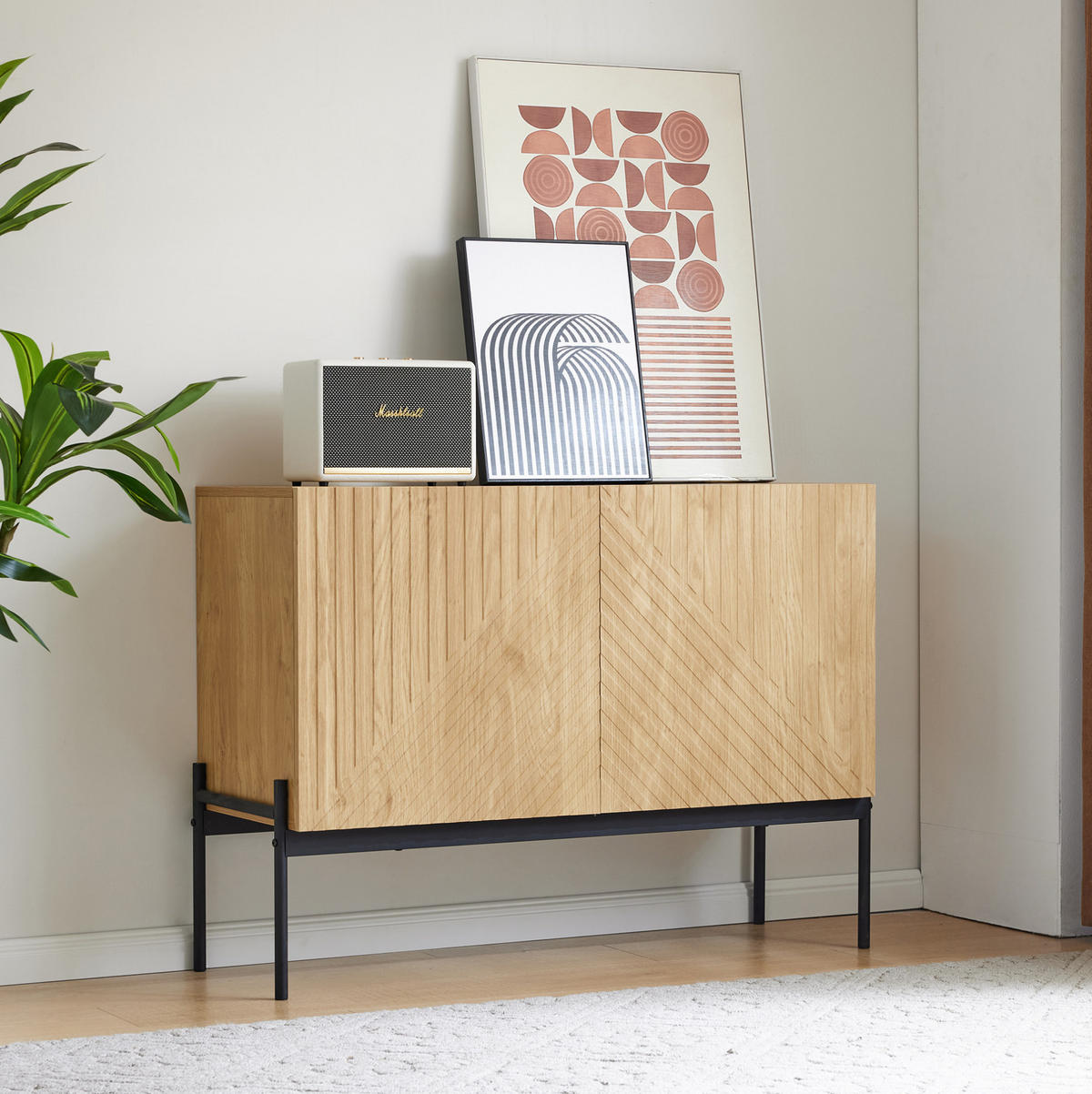 SIDEBOARD mit Metallrahmen und verstellbaren Einlegeböden, 100/40/75 cm, Natur - Naturfarben, Holzwerkstoff (100/75/40cm) - Redom