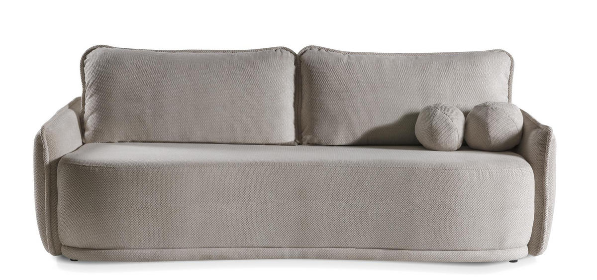 SOFA Perugia Grau, mit Schlaffunktion - Grau, Holzwerkstoff (231/93/106cm) - Bettso