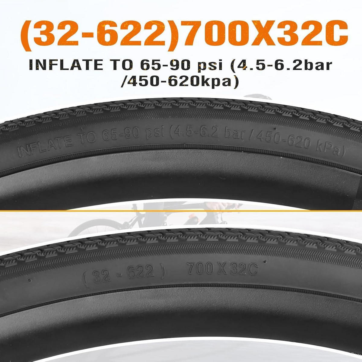 FAHRRADREIFEN 2-teiliges Set 700x28c/32c/35c City Rennrad Gravel - Schwarz, Kunststoff (3.2/70/70cm)
