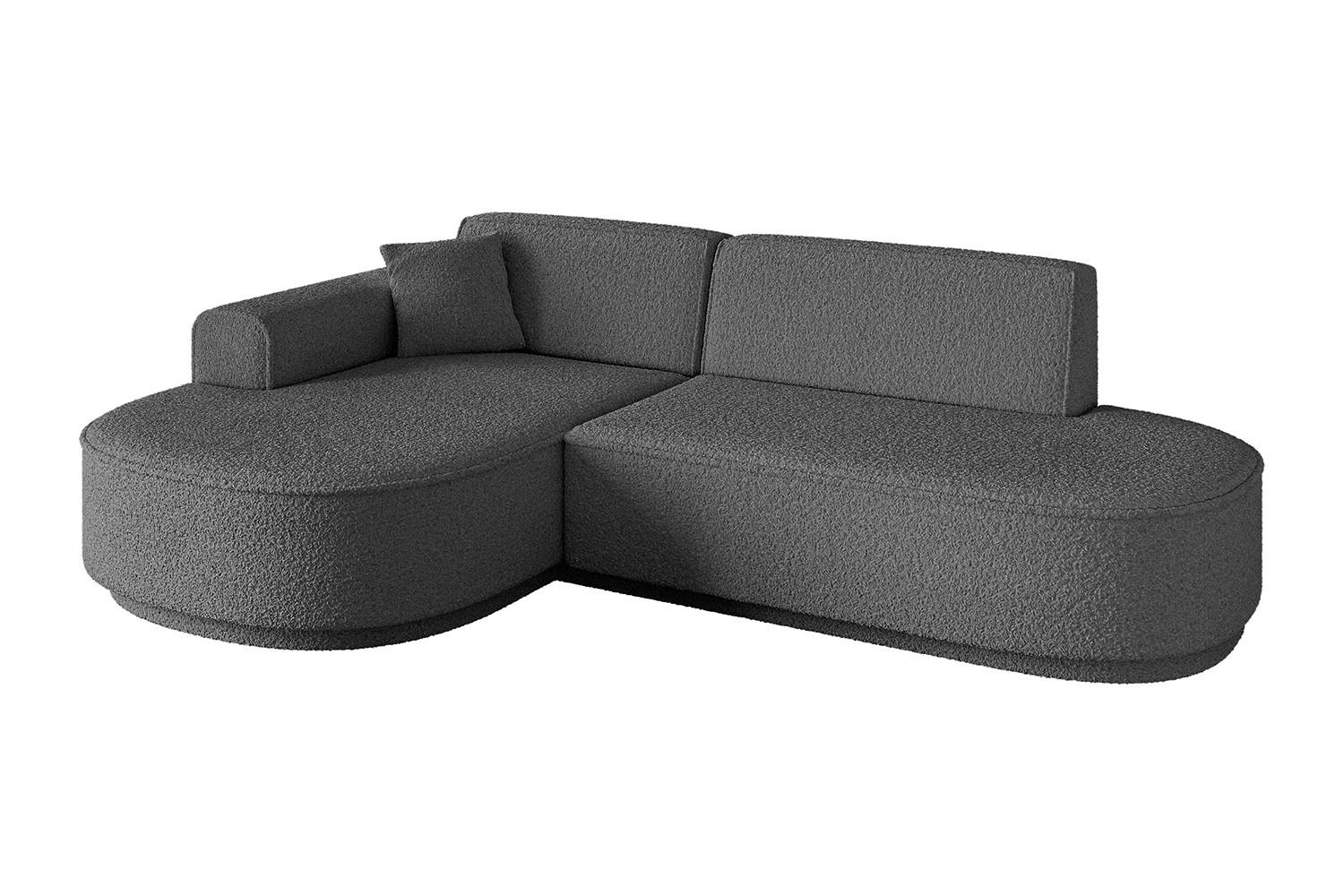 ECKSOFA Ottomane Links MARI-L1-v3 - 243x171x83 cm Grau Bouclé - Schwarz/Grau, Holzwerkstoff/Kunststoff (243/171cm) - ALTDECOR