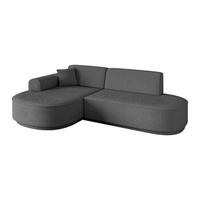 ECKSOFA Ottomane Links MARI-L1-v3 - 243x171x83 cm Grau Bouclé - Schwarz/Grau, Holzwerkstoff/Kunststoff (243/171cm) - ALTDECOR