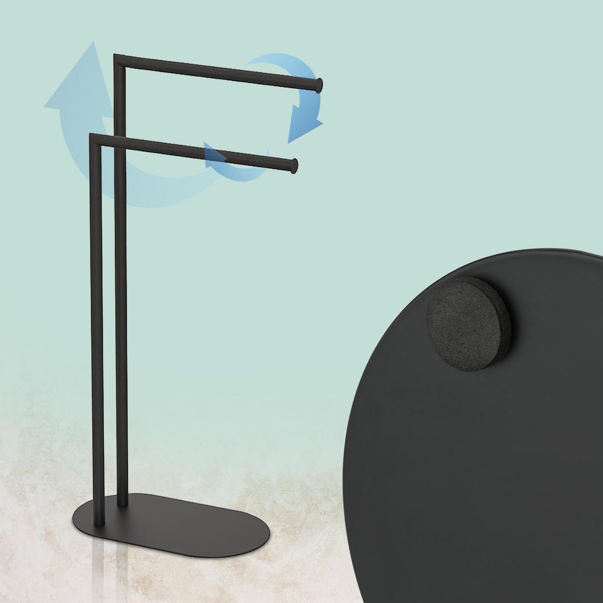 HANDTUCHSTÄNDER - Schwarz, Metall (38.5/78.5/17cm) - Relaxdays