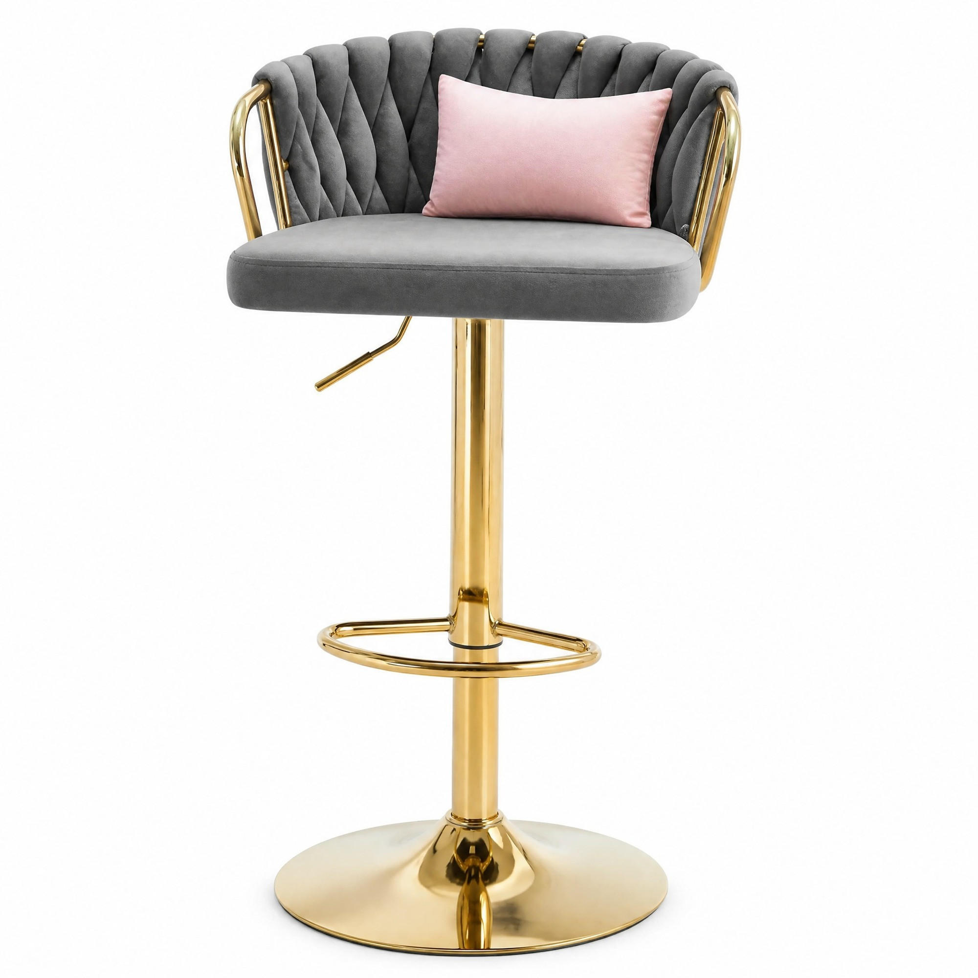 BARHOCKER 49,5/77–98/50,5 cm, Dunkelgrau, höhenverstellbar und drehbar - Dunkelgrau, Metall (49.5/98/50.5cm) - MIVRAY