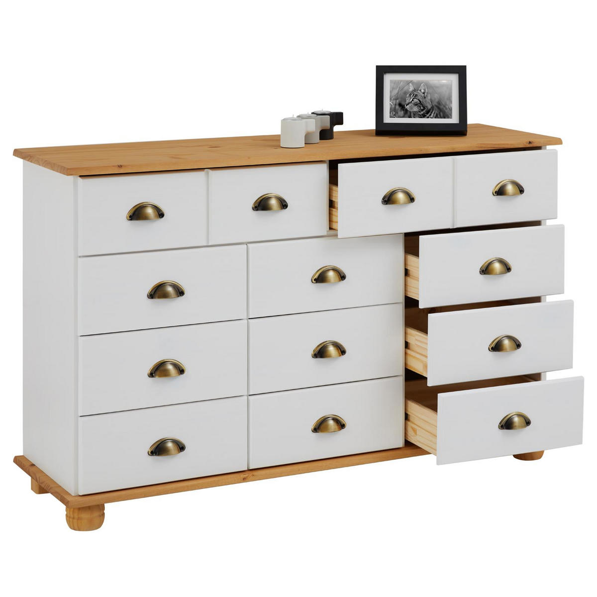 APOTHEKERKOMMODE COLMAR - Weiß/Braun, Holz (117/73/35cm) - IDIMEX