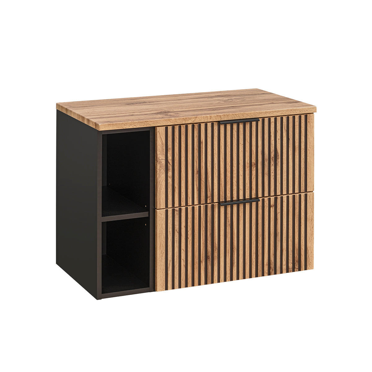 WASCHTISCH 80.6cm Gaia Holz in Eichenoptik und Schwarz - Schwarz, Holzwerkstoff (80.6/59/46cm) - Petits-meubles
