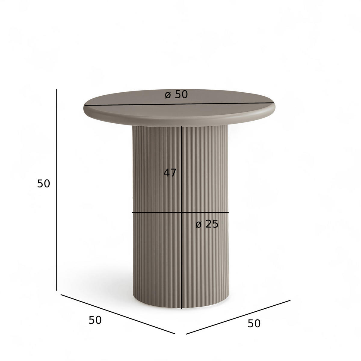 COUCHTISCH rund Beige 50/50/50 cm - Taupe/Graubraun, Holzwerkstoff (50/50/50cm) - Furnhouse