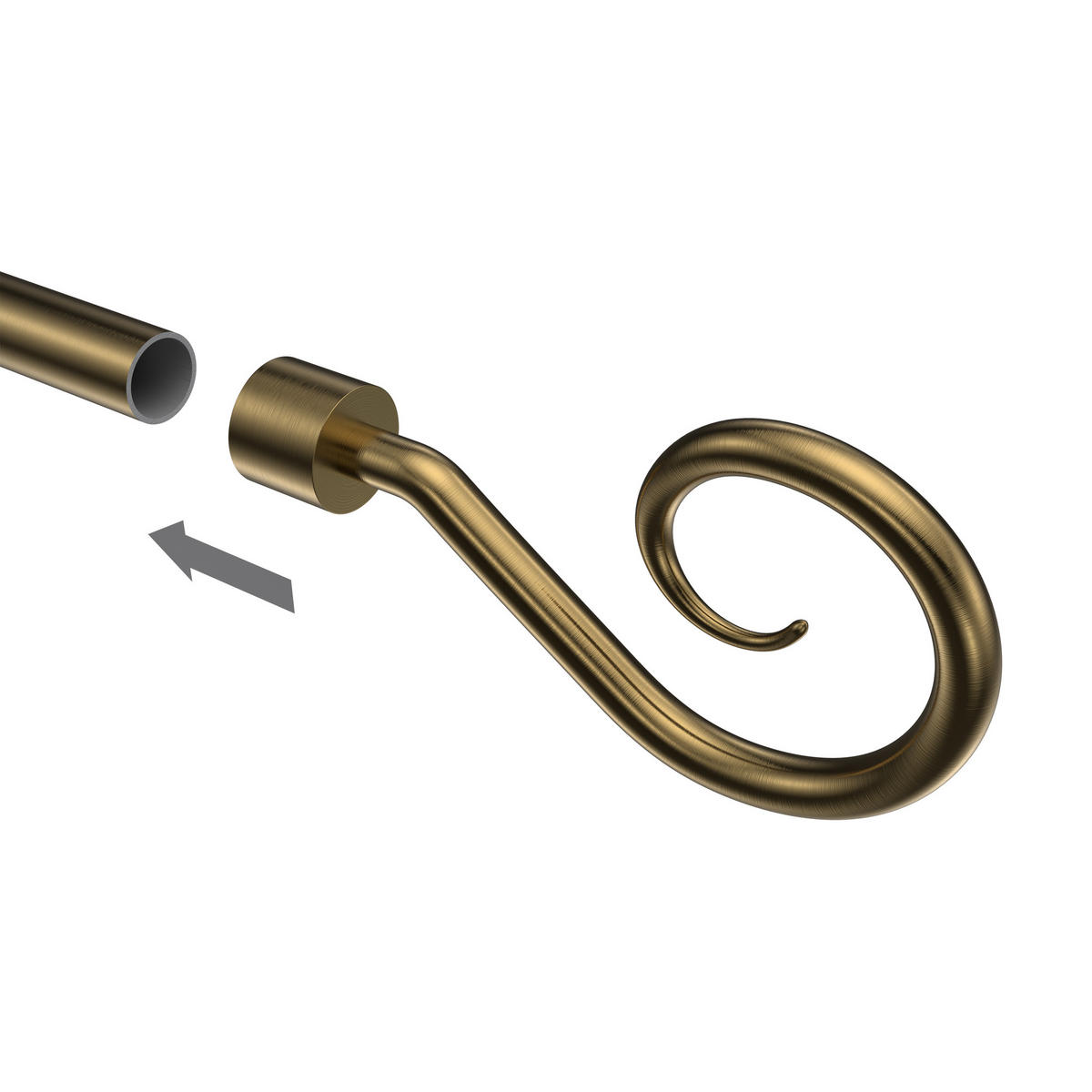 ENDSTÜCKE FÜR GARDINENSTANGEN 16 mm Ø, Allegra Messing Antik, Packung 2 Stück - Messingfarben/Bronzefarben, Metall (11.4/5.5/5.5cm) - INTERDECO