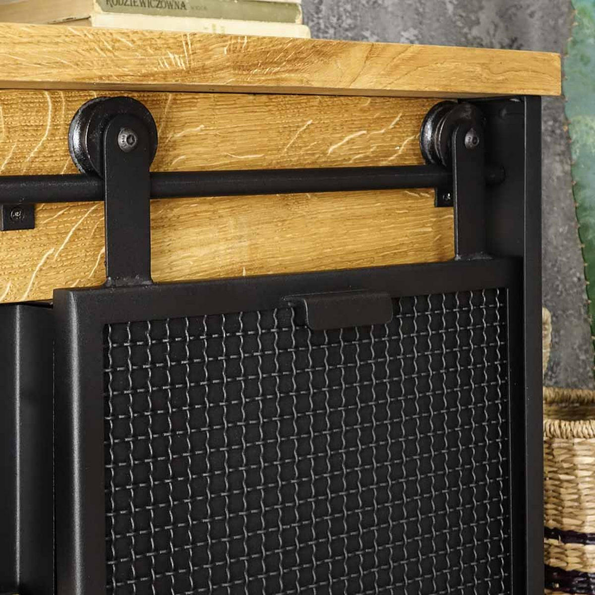 TV-SCHRANK aus Massivholz STRONG 2 - Honigeiche/Schwarz, Holz (150/60/45cm) - Seart