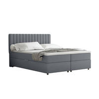 BOXBETT Everest grau 160 x 200 cm Doppelbett mit hochwertiger Bonell-Matratze und Topper - Dunkelgrau, Holz (160/200cm) - Panda Möbel