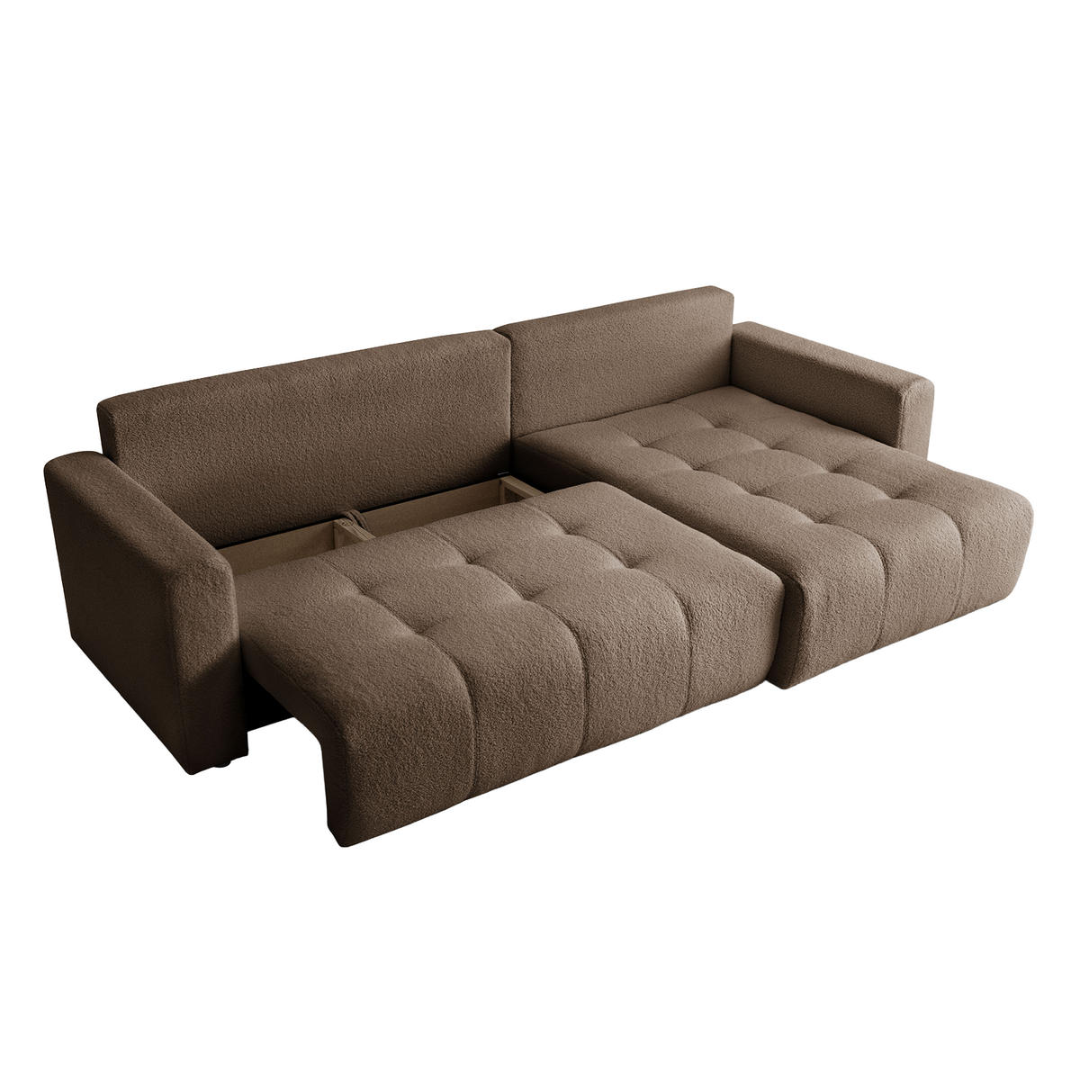 ECKSOFA WALONGO mit Schlaffunktion, Braun - Braun, Textil (261/143cm) - Fedve