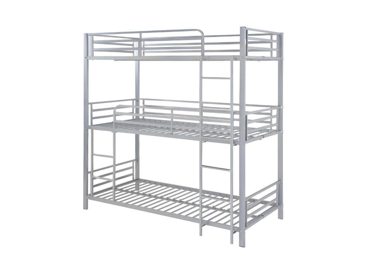 ETAGENBETT - 3 Personen - 3 x 90 x 190 cm - Metall - Silberfarben - ELOUAN III - Silberfarben, Metall - Vente-Unique