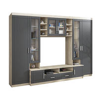 WOHNWAND Parisca Sonoma Eiche, Graphit 340/198/44 cm mit viel Stauraum - Beige/Grau, Holzwerkstoff/Kunststoff (340/198/44cm) - AX Living