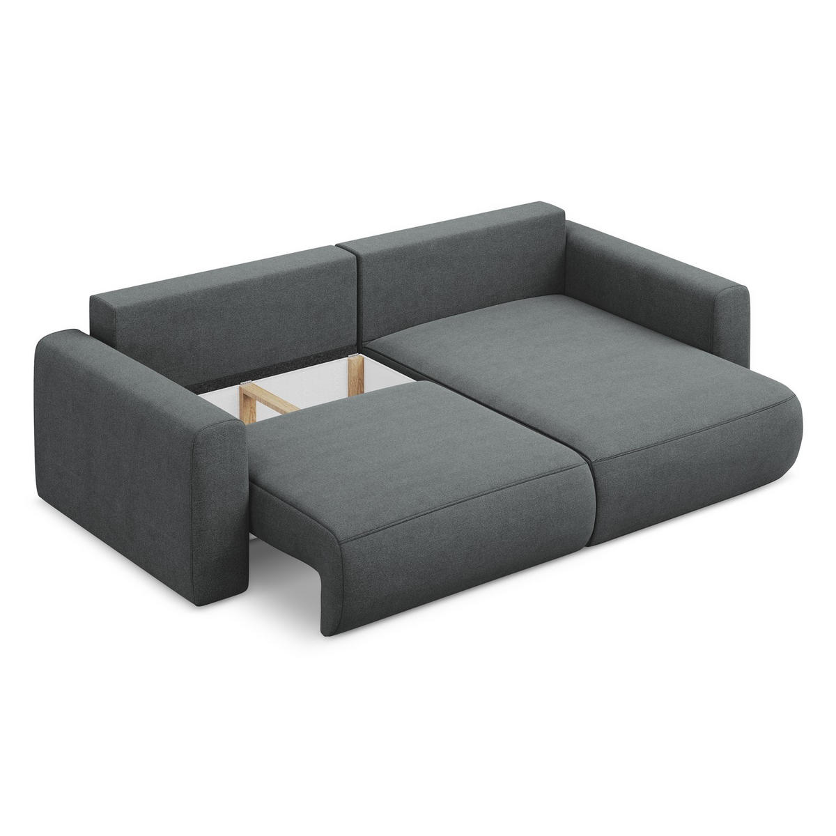 ECKSOFA mit Schlaffunktion Strukturstoff Stoff Grau - Schwarz/Grau, Kunststoff/Textil (240/149cm) - LaMiaSofa