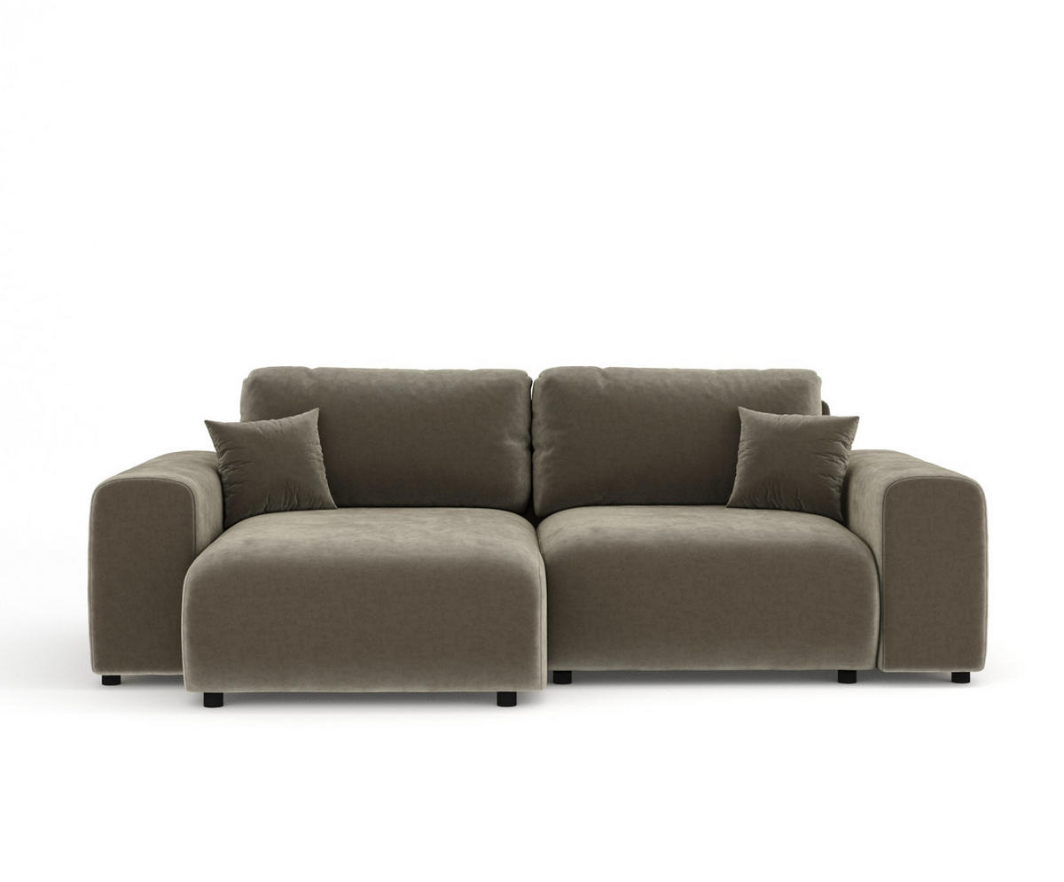 ECKSOFA Zanzibar Taupe Samtstoff - Taupe/Schwarz, Holz/Holzwerkstoff (237/144cm) - Maison de Reve