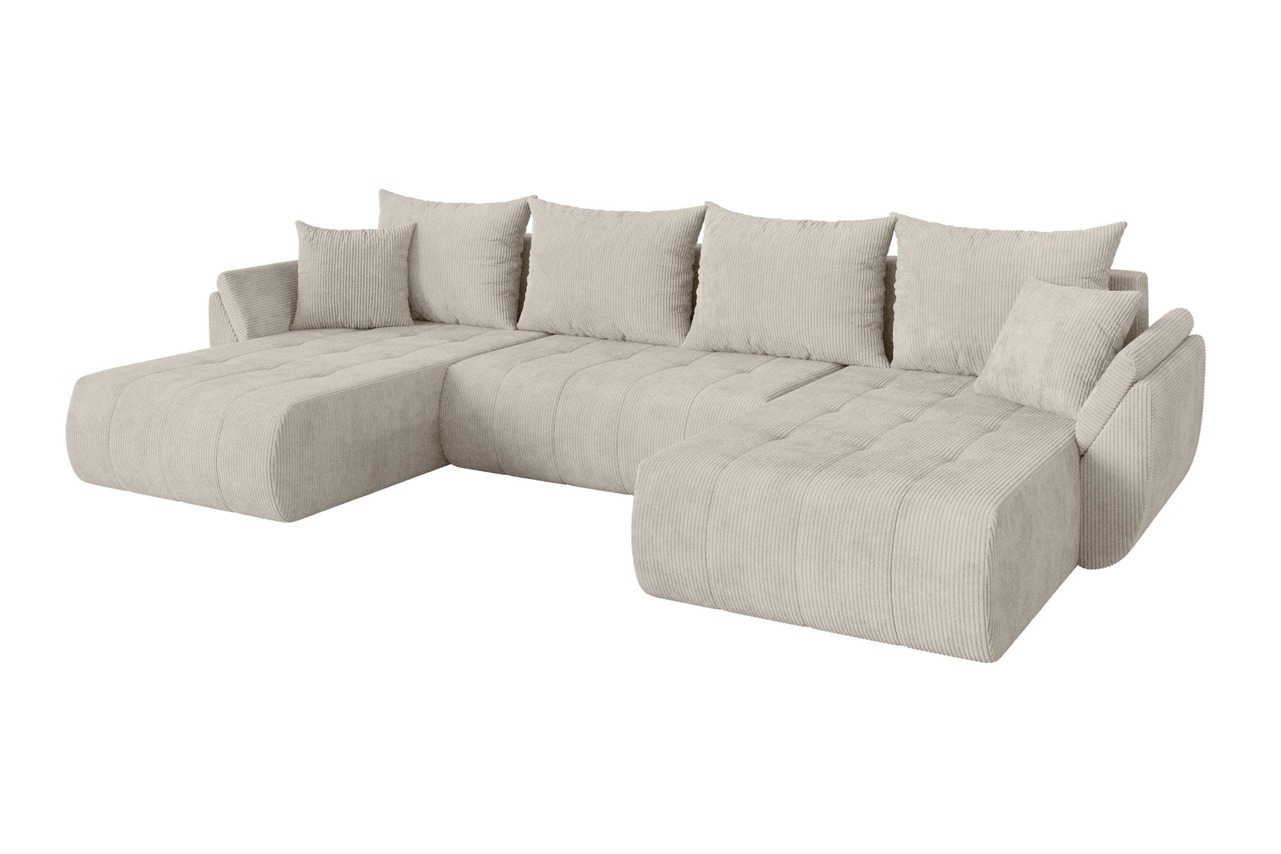 ALTDECOR SEDACÍ SOUPRAVA DO U s funkcí spaní a úložným prostorem TOKO-U 378x194x86 krémová manšestr