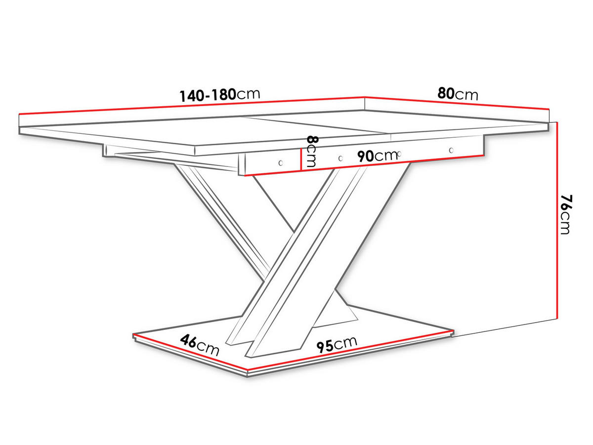 ESSTISCH Bronx - Schwarz, Holzwerkstoff (80/140/76cm) - MIRJAN24