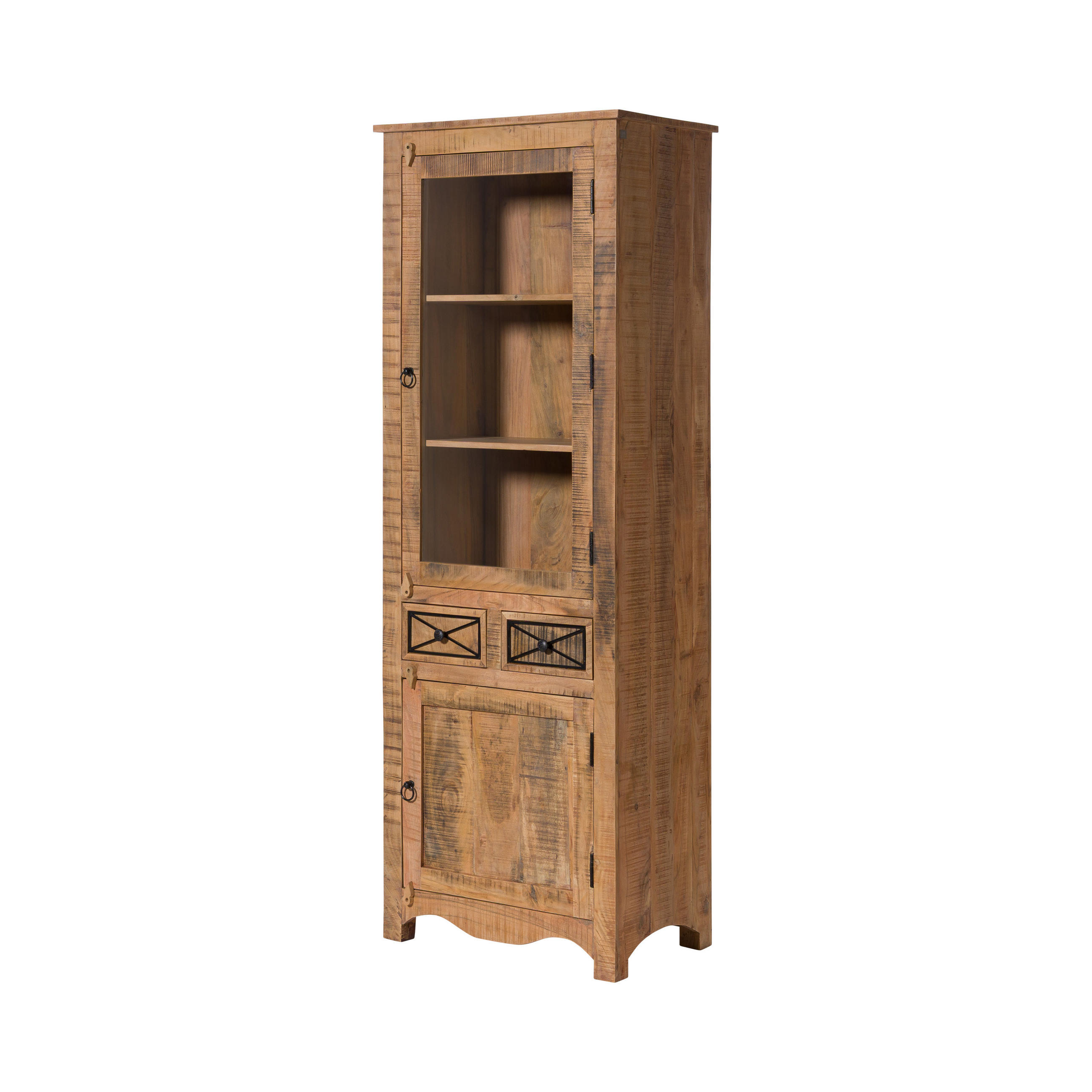 VITRINE Akazie 73x45x200 natur versiegelt NATURE OF SPIRIT #315 - Naturfarben, Holz (73/200/45cm) - Massivmoebel24
