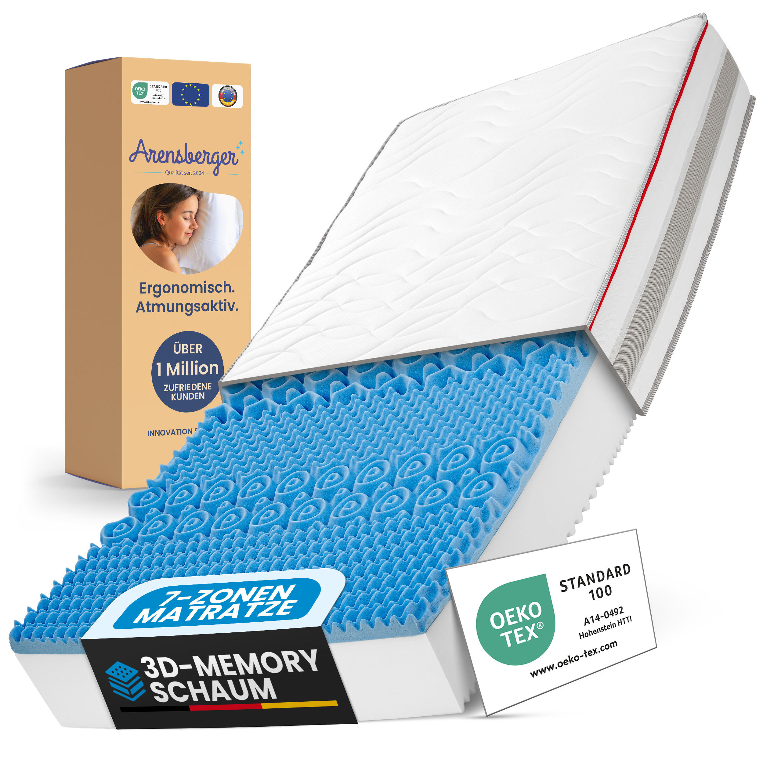 KALTSCHAUMMATRATZE FLEXX Höhe 25cm 120x200cm - Weiß, Textil (120/200cm) - Arensberger