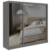 SCHWEBETÜRENSCHRANK 240 - DUBROWNIK - Grau mit Spiegel - Alufarben/Grau, Holzwerkstoff/Metall (240/216/61cm) - MKS