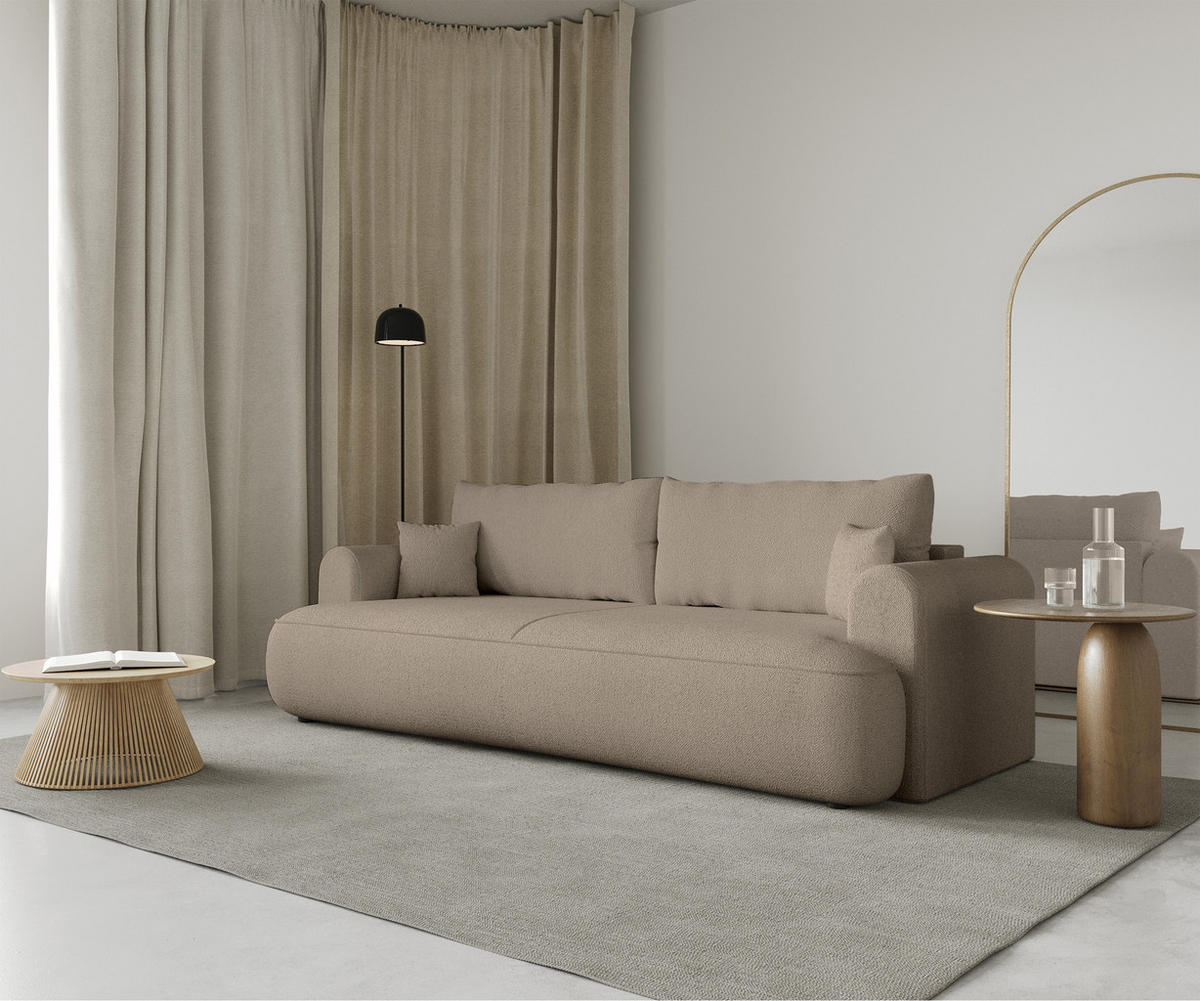 SCHLAFSOFA Ovo Beige 250 cm - Beige/Schwarz, Kunststoff/Textil (250/92/110cm) - Selsey