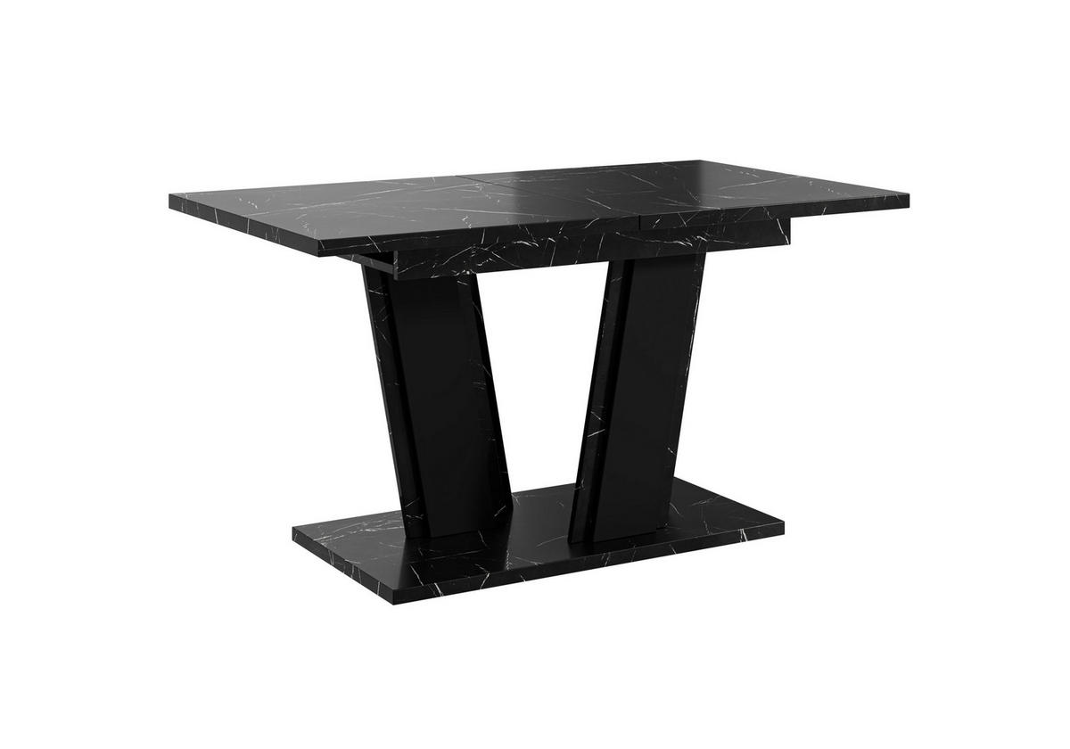 ESSTISCH Ausziehbar von 140 bis 180 cm in Schwarzer Marmor-Optik - Schwarz Hochglanz, Holzwerkstoff (80/180/75cm) - Home Collective