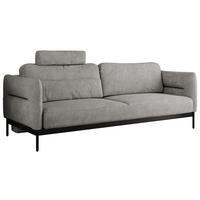 SOFA SALENTO Hellgrau Struktur - Hellgrau/Schwarz, Textil/Metall (221/82/101cm) - MKS