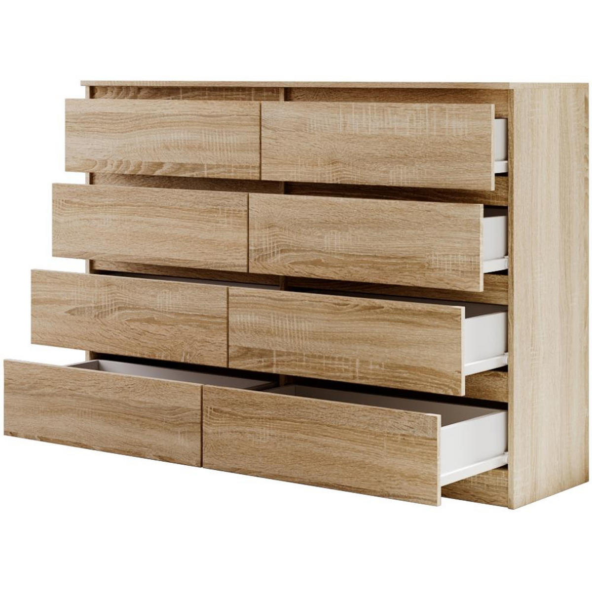 KOMMODE Lemon 140 cm mit acht Schubladen eiche Sonoma - Sonoma Eiche, Holzwerkstoff (140/101.5/39cm) - Beautysofa