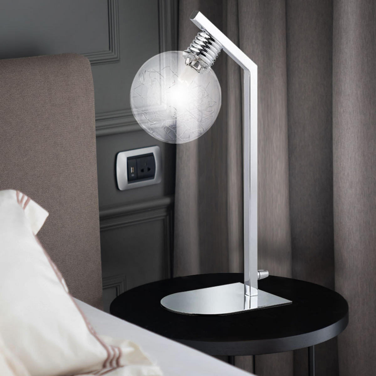 LED TISCHLEUCHTE Fero Chrom Silber - Silberfarben, Glas (21.5/13/40cm) - Wofi