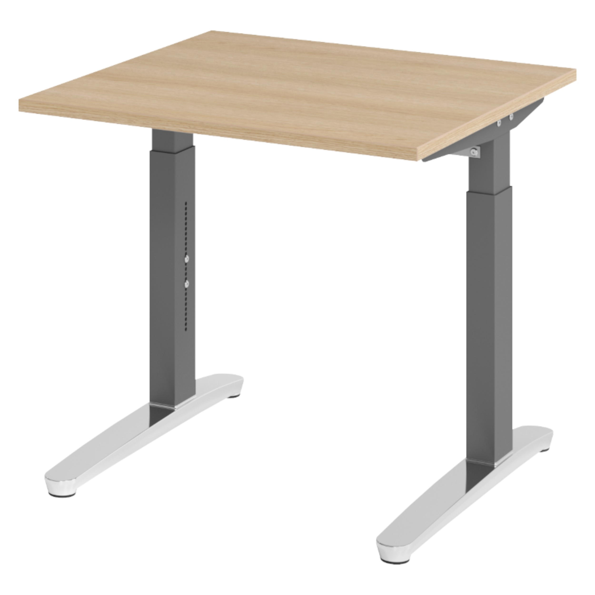 SCHREIBTISCH Serie-XB 80/80/74 cm in Eichefarben/Graphitfarben/Alu poliert - Eichefarben/Graphitfarben, Holzwerkstoff (80/80/74cm) - bümö